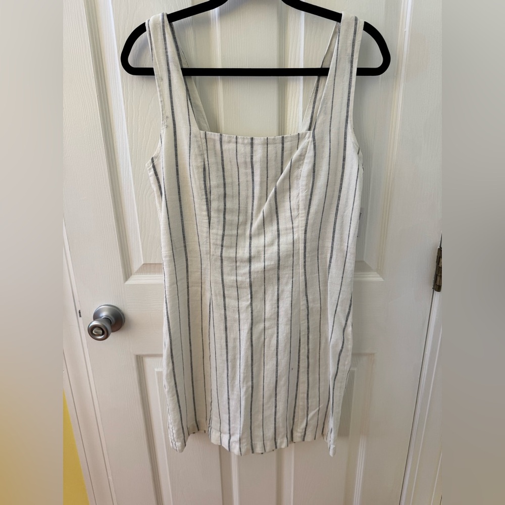Old Navy Blue and White Striped Linen Dress